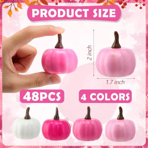 Pink Series Mini Foam Pumpkin Ornaments - Fall Decor, 48 Pieces