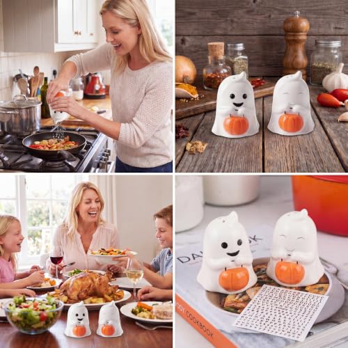 Halloween Ghost Salt and Pepper Shakers Set - Ceramic, Festive Table Decor