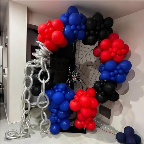 12 Inch Red Blue Black Latex Balloons Set - Spider Theme Party Decorations - Variation: Red Blue Black