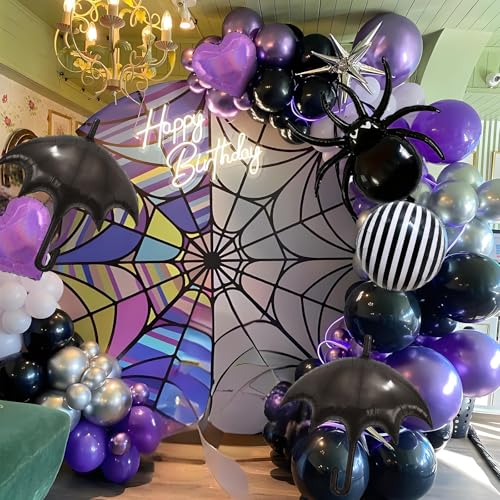 Gothic Halloween Balloon Set with Umbrellas and Spider Decorations