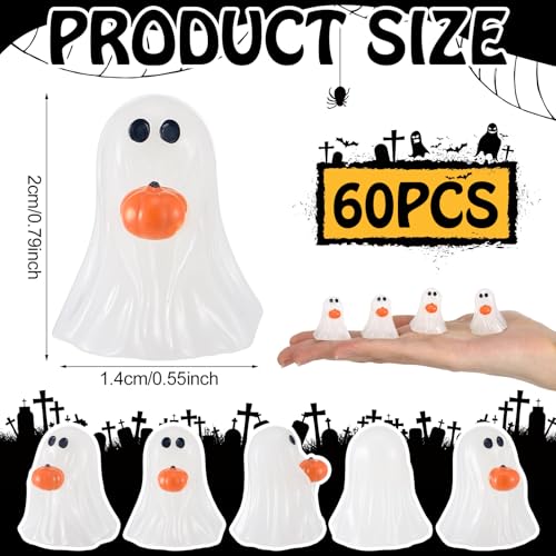 Halloween Mini Pumpkin Ghost Resin Figurines Bulk Set - 40 Pieces