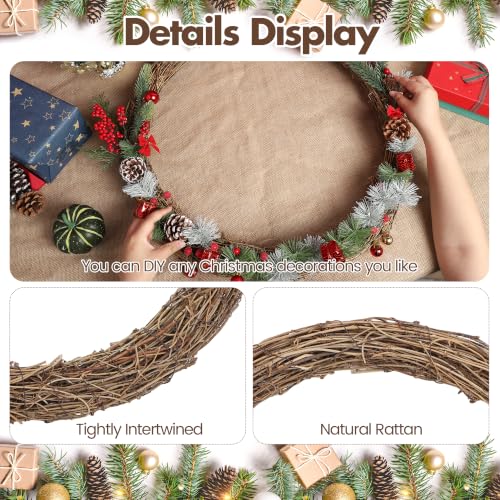 20 Inch Natural Grapevine Wreaths - 2 Pieces Rustic Holiday Decor - DIY Wreath Craft