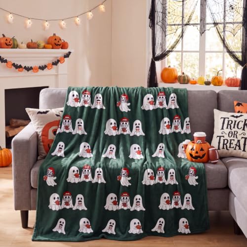 Football Ghost Halloween Throw Blanket - 50x60 Inch Sofa Bed Blanket