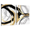BearCake Black Gold and White Wall Art Set of 2 - 11x14 Inches Framed Abstract Decor - Motifs Black Gold White Variation