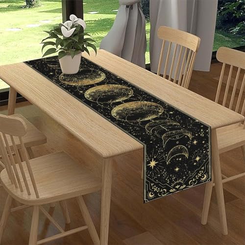 Moon Phase Table Runner 13x72 inches - Celestial Boho Mystic Decor