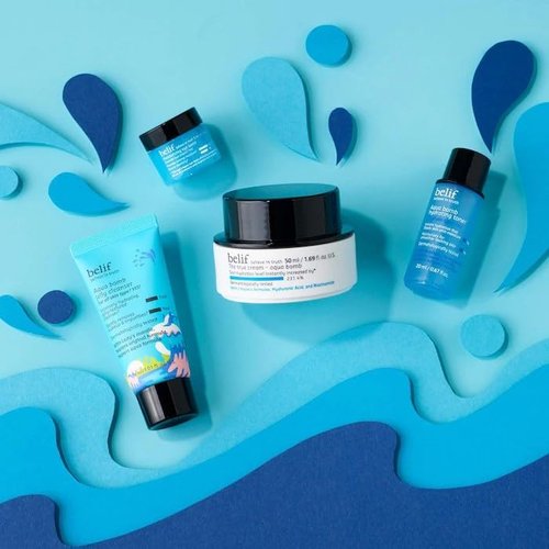belif Aqua Bomb Dive Into Hydration Set | Korean Skin Care | Travel Essentials | Stocking Stuffer | Value Set | Gift Set for Mom | Gift for Her | Aqua Bomb, Cleansing Gel, Hydrating Toner,Eye Bomb