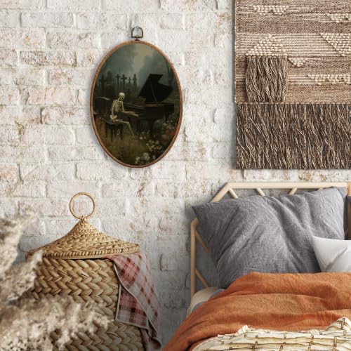 Dark Moody Gothic Skeleton Oval Wall Hanging Decor - Colour 29 - 8.6x11.4 Inch