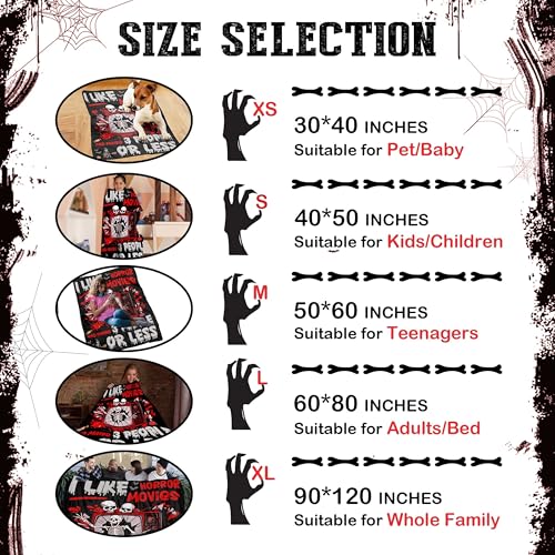 I Like Horror Movies Throw Blanket for Kids - 50x40 Small Halloween Gift
