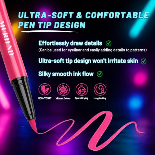 Glow in the Dark Body Face Paint & Glitter Gel Set - UV Neon Liquid Eyeliner, Waterproof & Washable - Variation 02#