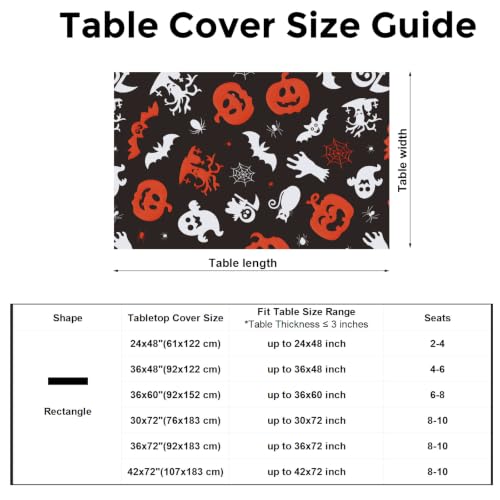 Halloween Fitted Table Cover 24x48 Inch Orange Pumpkin Spiders Cobweb Bat - Washable