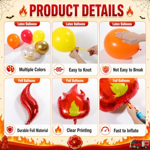Halloween Fire Themed Car Decorations Kit with Balloons & Backdrop
