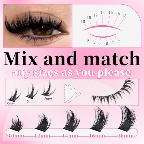 DIY Spiky Mink Lash Clusters with Bottom Lashes - Black Body, Orange Variation