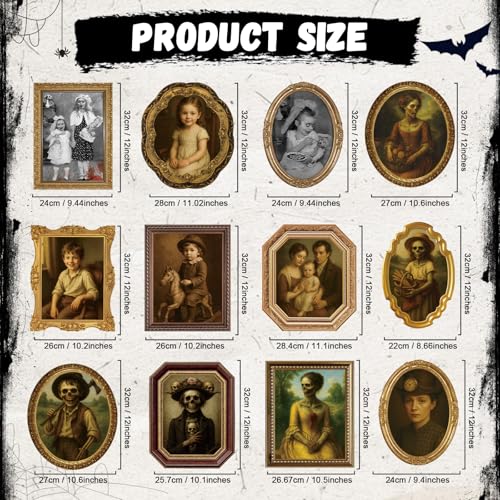 3D Changing Face Halloween Decoration Indoor - Creepy Moving Portraits, 12 Pack