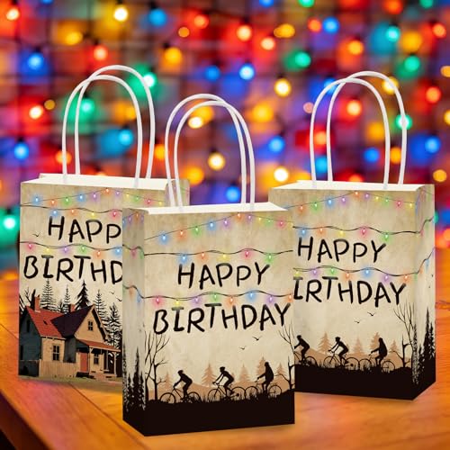 16Pcs Spooky Rustic Alphabet Party Favor Bags with Variations - Orange, Purple, Blue, Green
