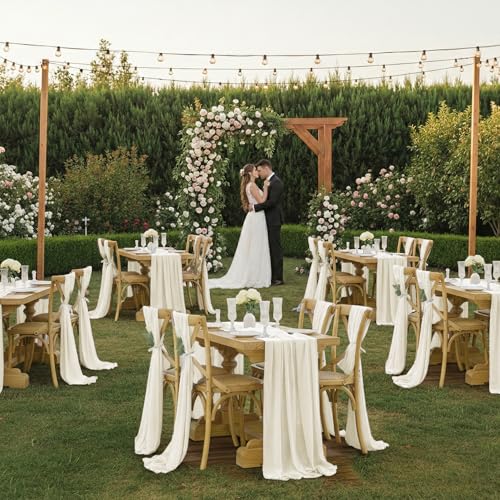 10ft Chiffon Table Runner Pack of 5 - Ivory Romantic Rustic Wedding Decor