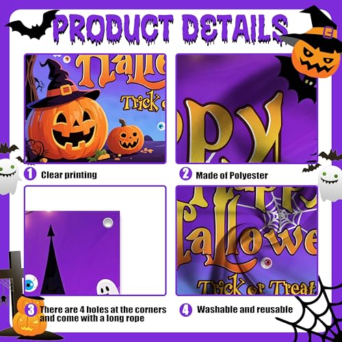 Halloween Party Backdrop - 7x5ft Purple Photo Booth Background for Birthday & Anniversary Decor