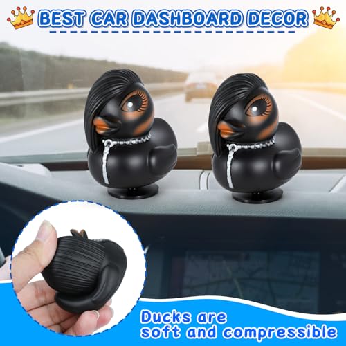 Goth Rubber Duck with Black Base - Handmade Collectible Figurine for Dashboard & Home Decor