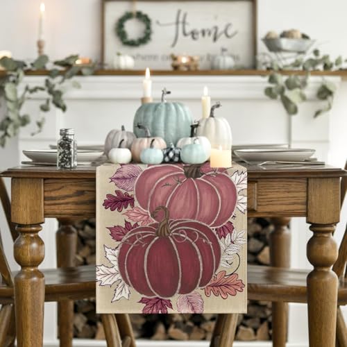 Pink 13x90 Inch Fall Table Runner Polyester Home Decor for Dining & Parties