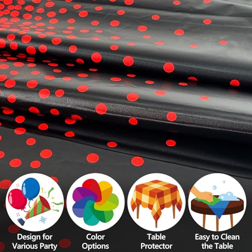 10 Pack Black and Red Disposable Tablecloths 54x108 Inches for Party Events
