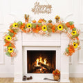 Sunflower Garland for Mantel & Fireplace - Fall Decor, 6ft, Pumpkin & Autumn Leaves, Variation CR26034S