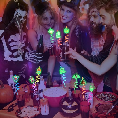Halloween Glow Luminous Reusable Plastic Straws - Style Variation