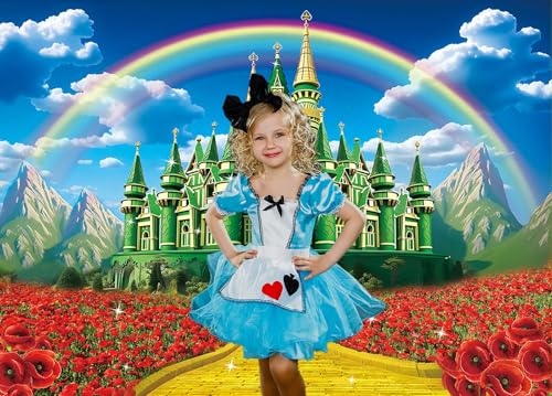 8x6FT Rainbow Castle Backdrop for Photography Princess Birthday Party Decorations