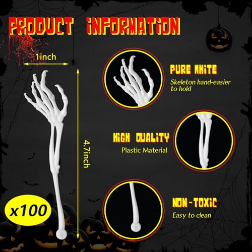 White Skeleton Cocktail Picks 100 Pcs Halloween Party Swizzle Sticks