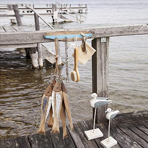 7.5 Inch Wooden Fish Wall Decor Nautical Hanging Wall Art - Coastal Home Decoration