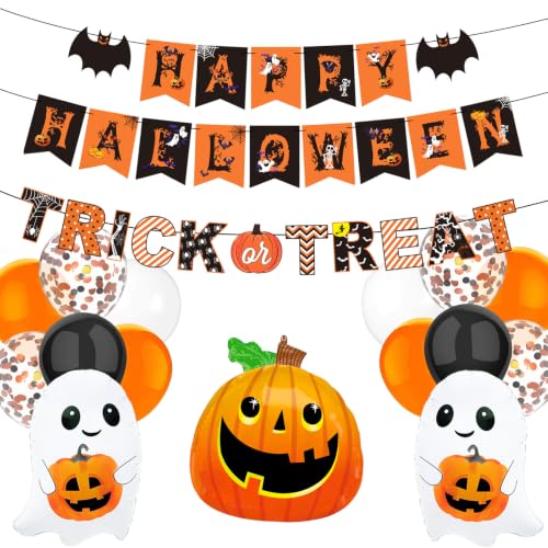 Pumpkin Halloween Party Decorations Set with Balloons & Banners - Spooky Theme