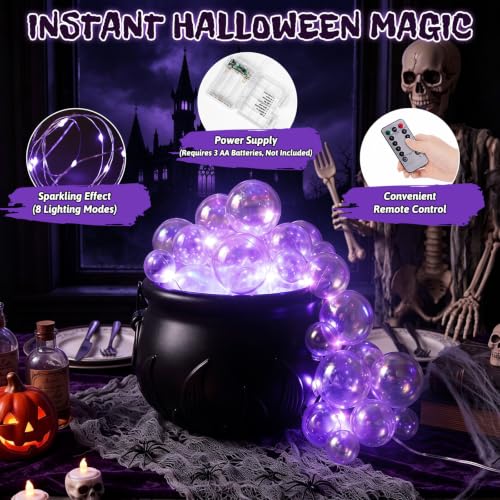 Halloween Bubbling Cauldron Set with Lights and Clear Balls - Indoor Decor