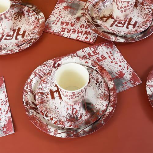 Halloween Bloody Zombie Disposable Paper Plates for Party, 20 Count