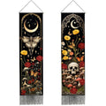 Witchy Gothic Moth Skull Tapestry Wall Hanging - 51x13 Inch, Mysterious Bedroom Decor