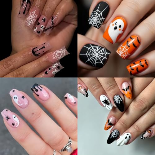 Halloween Nail Stickers Self-Adhesive Ghost Pumpkin Spider Web Flame Decor Style08