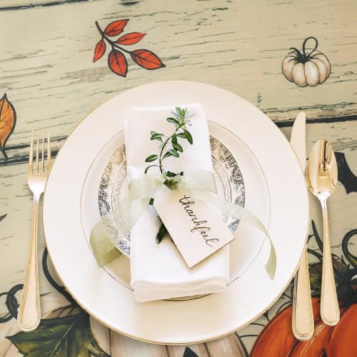 Halloween Waterproof Pumpkin Face Tablecloth - 84x60 Inches, Fall & Halloween Decor