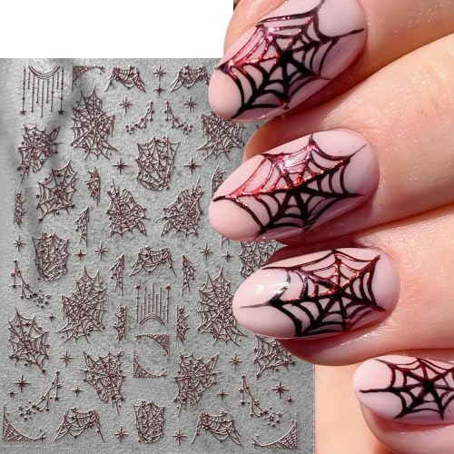 Stars Spider Web Halloween Nail Stickers - 3 Sheets Self-Adhesive Nail Art Decals