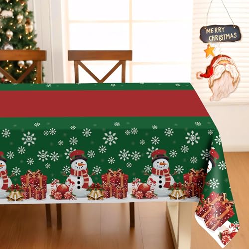 Childom Christmas Checkered Disposable Plastic Tablecloth 54x108 Inches - 3 Pack