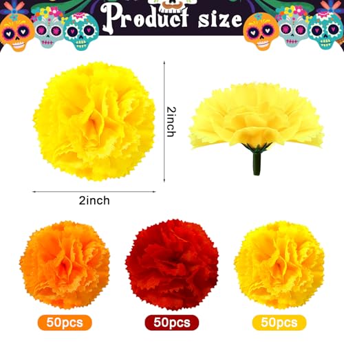 150pcs Artificial Marigold Flower Heads Bulk for Diy Wreath Garland Decorations
