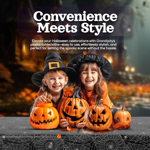 Halloween Spider Web Tablecloth - Rectangle Disposable Plastic Cover 54x108 inches - 6 Pack