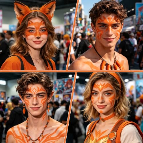 Orange Face Paint Stick for Halloween - Oil-Based, Vibrant, 0.1 Oz - Variation: Orange