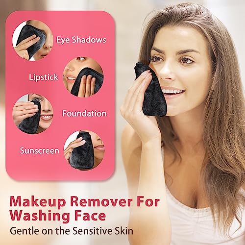 Reusable Makeup Remover Cloths 6x6 Inches - 12 Pack Microfiber Face Towels with Mesh Bag - Grey