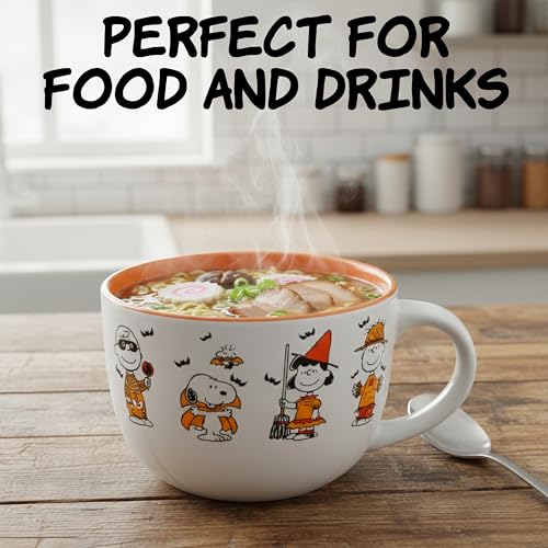 Peanuts Halloween Ceramic Soup Mug 24oz with Snoopy & Friends - Fall Season Drinkware