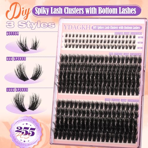 D Curly Spiky Lash Clusters 80D 100D Volumizing Eyelash Extensions 6-20mm - 255Pcs