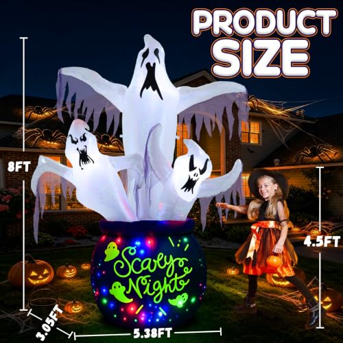 8FT Halloween Inflatable Ghost Outdoor Decoration - White Ghost Variant