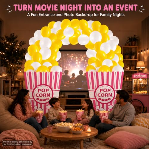 Pink Popcorn Balloon & Prop Set with Giant Popcorn Boxes - 200 Balloons (Pink / 204)