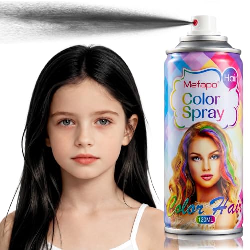 Black Temporary Hair Color Spray for Kids & Adults - Washable 120ML, Halloween & Cosplay