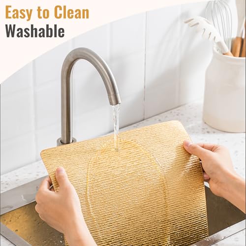 Faux Leather Placemats Set of 8 - Waterproof & Easy-Clean Gold Table Mats