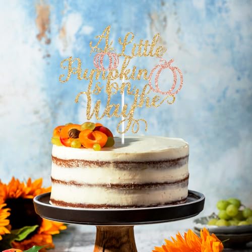A Little Pumpkin Is On The Way Cake Topper - Fall Baby Shower Decor - Style-3
