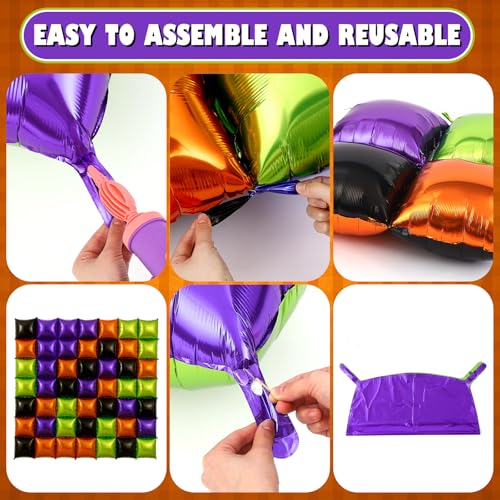 Halloween Balloon Arch Kit 50 Black Orange Square Foil Balloons Party Decor
