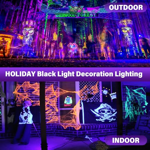 Rechargeable 20W 395nm LED Black Light for Neon Glow Party - Cordless, UV Floodlight with USB Charging