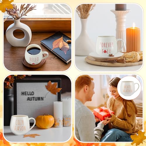 Fall Coffee Mug Set - 6 Pcs Autumn Ceramic Cups with Handles, Thanksgiving & Holiday Gift